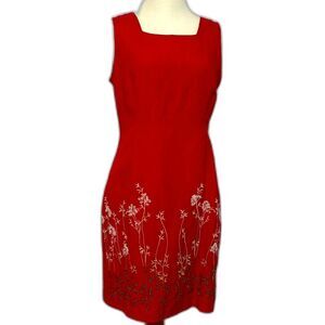 AGB Dress sz 6 Petite Byer California Linen Blend Embroidered Floral 90s y2k